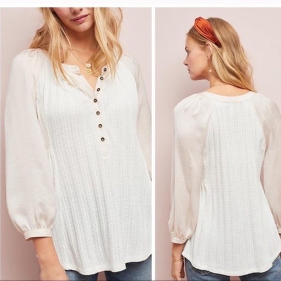 Anthropologie Meadow Rue Kersee Henley Top size XS - Picture 3 of 4